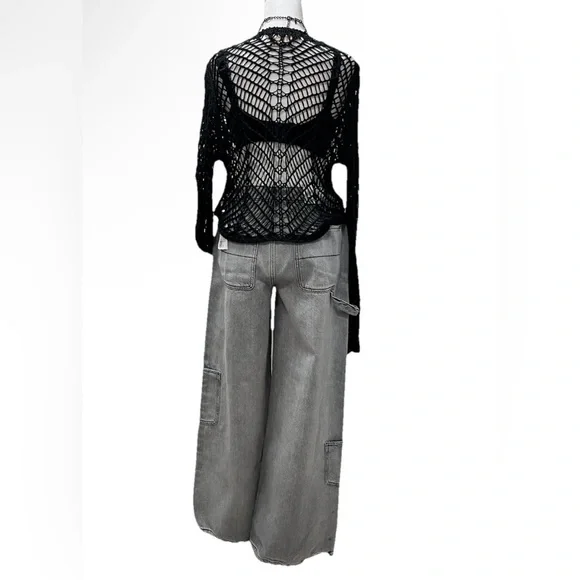 Forever 21 Cargo Jogger Jean Straight-Leg Drawstring Hem Gray Wash 27 - Picture 5 of 10